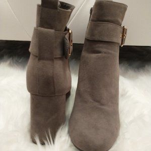 Gray suede booties